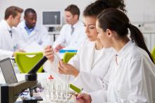 Researchers training in lab